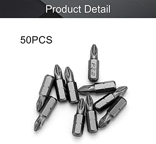 Utoolmart 1/4 אינץ 'שוק PZ2 Pozidriv Buchdriver Bit 25 ממ אורך S2 Buckdriver Bits 50 pcs