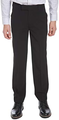 מכנסיים של קלווין קליין בנים עם חזית שטוחה, רגל ישרה, לולאות חגורה וכיסים מקדימה