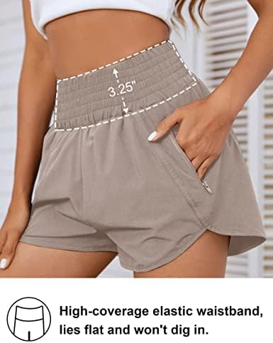 ג'לי פורח נשים סופר מותניים גבוהות מכנסיים קצרים מהיר יבש אלסטי מותניים ספורטיבית מכנסיים קצרים עם כיס