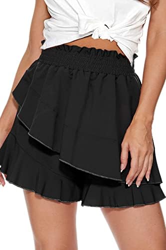 Neyouqe קיץ מכנסי נשים קצרים חצאיות זורמות קפלים מיני חוף טניס טניס חצאית קצרה מחליק שמלת מותניים