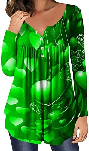 חולצות Shamrock לנשים שרוול ארוך St Patricks Day Gnomes מעלה טיזים גרפיים חולצות מתאימות רופפות לחותלות