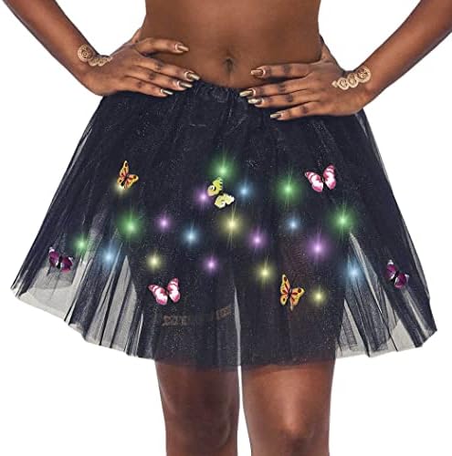 חצאיות LED פרפר דרסבה מדליקות חצאית טוטו אלסטית ריקוד טוטוס טוטוס קרנבל תחפושת לנשים ולבנות