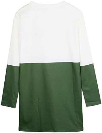 Mousya St St. Patrick's Day חולצה נשים תלתן לב שרוול ארוך צמרות סווטשירט סווטשירט בלוק גודל עם כיסים