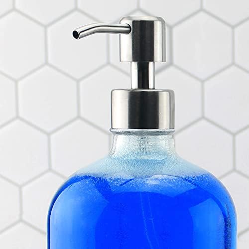 קרנית קרנית 32oz בקבוקי משאבת זכוכית צלולים; מכשירי סבון בגודל רווארט עם משאבות נעילה של קרם פלסטיק שחור; כולל