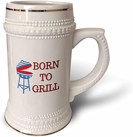 3 דרוז תמונה יצירתית וייחודית של מנגל וטקסט של Born to Grill - 22oz Stein Mug