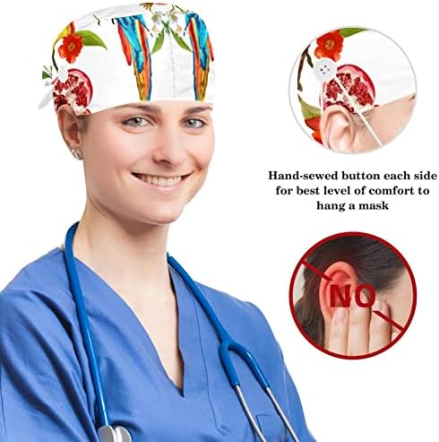 כובעים רפואיים של Muooum כובע עבודה מתכוונן עם כפתורים ועלי עץ דקל מקושקשים