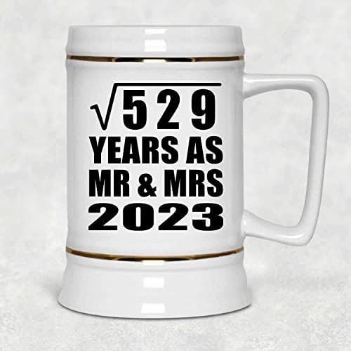 תכנן את השורש המרובע של 23 שנה לשורש של 529 שנים בתור MR & MRS 2023, 22oz Beer Stein Ceramic Tallard ספל