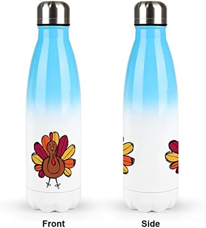 חג ההודיה חמוד טורקיה 17oz בקבוק מים ספורט נירוסטה ואקום מבודד צורת קולה בקבוק ספורט לשימוש חוזר
