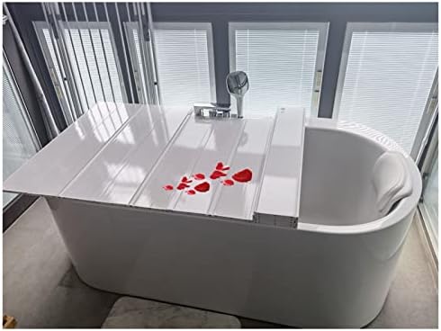 מגש אמבטיה אמבטיה אבק מתקפל מגש אמבטיה, עובי 1.2 סמ מכסה אמבטיה תריס PVC לרוב האמבטיות בגודל הסטנדרטי, מדף אמבטיה