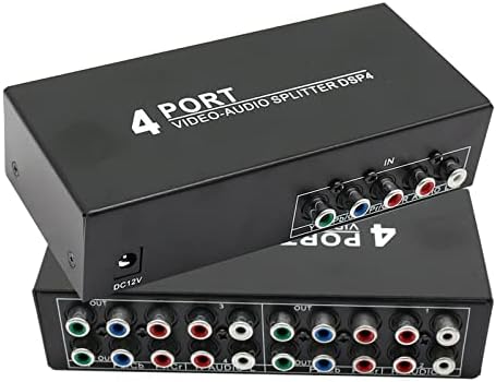 5 רכיב RCA וידאו וידאו מפצל אודיו 1 ב -4 בחוץ, Bolaazul 4-כיווני RCA/YPBPR רכיב וידאו L/R AUDIO AV BOX SPLITTER