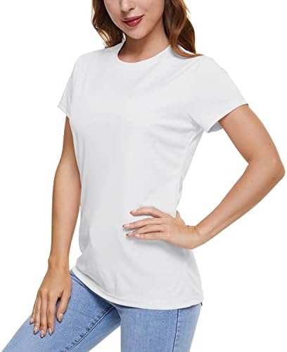 חולצת טריקו של שרוול קצר של Kefitevd לנשים UPF 50+ הגנה על שמש מהירה חולצות אתלטיות יבש