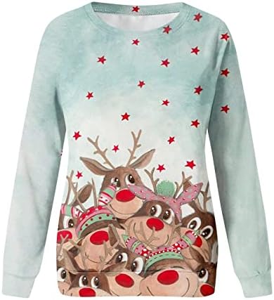 חולצות חג המולד לנשים לחולצת טריקו גרפית עץ חג המולד בתוספת גודל רופף מתאים צמרות טוניקה שרוול ארוך ללבוש עם