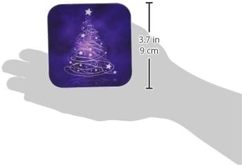 3drose CST_128256_1 עץ חג המולד נוצץ על תחתיות רכות סגולות, סט של 4