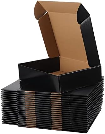 אוקוו 25 מארז 8 על 8 על 4 קופסאות משלוח קטנות לעסקים קטנים, קופסאות קרטון אריזה שחורות, קופסת