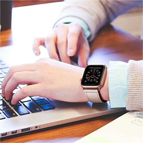 Kyisgos תואם ל- Apple Watch פס עור אמיתי 49 ממ 45 ממ 44 ממ 42 ממ חום וחול ורוד