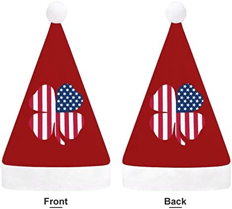 תלתן אמריקאי דגל קטיפה חג המולד כובע שובב ונחמד סנטה כובעי עם קטיפה ברים ונוחות אוניית חג המולד קישוט