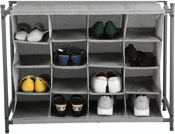לייקיה 4 שכבות של 16 זוגות קופסת אחסון נעליים, אפור