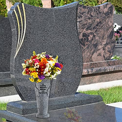 צרור ערך של אגרטל פרחים קבר בבית הקברות ואורות מלאך סולאריים, קישוטי קבר אבן קבר, מתנות זיכרון
