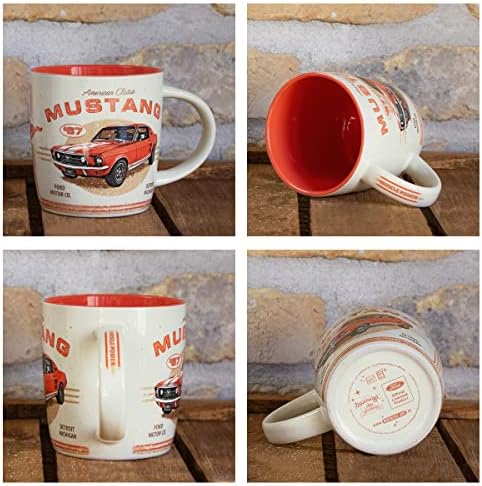 ספל קפה רטרו נוסטלגי-אמנות, 11.2 גרם, פורד מוסטנג-GT 1967 אדום-רעיון מתנה לאביזרי אביזרי רכב, כוס קרמיקה,