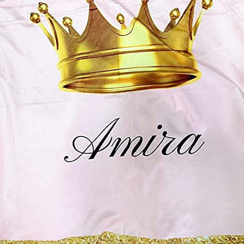 Bliblisa Personyizd Pink Royal Crown Princess Baby שמיכה, נסיכה עם כתר זהב עם יהלום, ילדה מותאמת אישית שמיכת