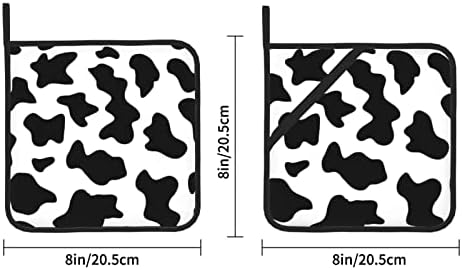 הדפס פרה שחור ולבן 2 מחזיקי סיר אריזה למחזיקי סיר עמידים בחום מטבח מגדיר תנור רפידות חמות מחזיקי סיר