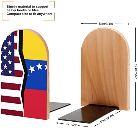 אמריקאי וונצואלה דגל עץ תומכי ספרים למדפים ללא החלקה משרד ספר ארגונית סטנד 1 זוג עבור דקורטיבי מדף ספרים