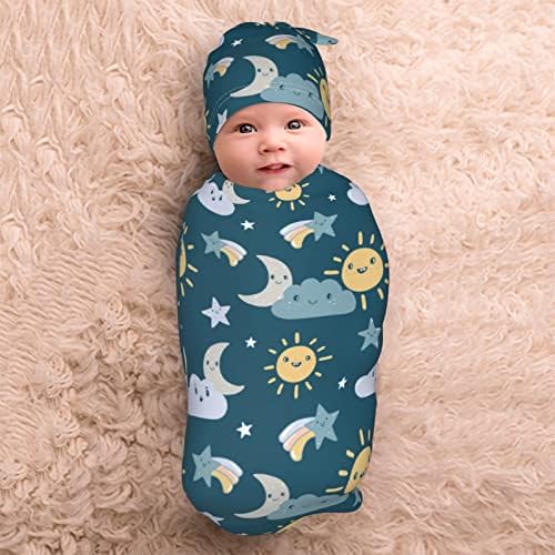 שמש ירח כוכבים תינוק דברים החתלה שמיכת יילוד תינוק עוטף לעטוף רך מעבר שקי שינה נמתח עם כובע מתנות עבור ילד ילדה