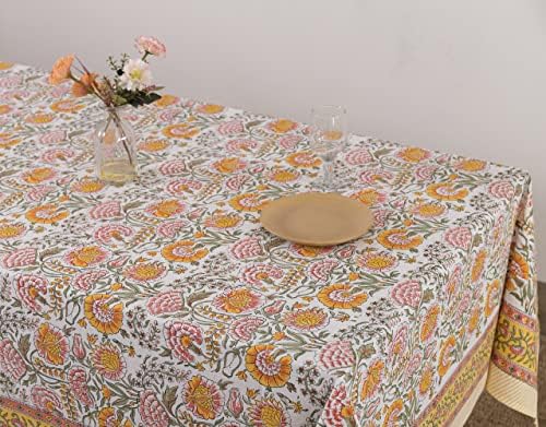 כיסוי שולחן שולחן צרפתית של Labhanshi, מפת שולחן מודפסים, פשתן שולחן הודי, שולחן אוכל פרחוני, קישוט אלגנטי, מלבן