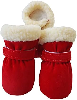 סוודרים של כלבים קטנים של Honprad נעליים נשיות חמות בתוספת נעלי מחמד שלג מגפיים אטומים לרוח חמים וקטיפה