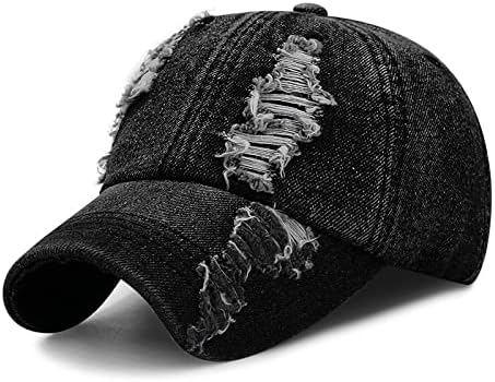 יוניסקס שטף ג'ינס כובע בייסבול במצוקה קרע חור כובע סנאפבק מתכוונן כובעי היפ הופ חיצוניים כובעי ספורט
