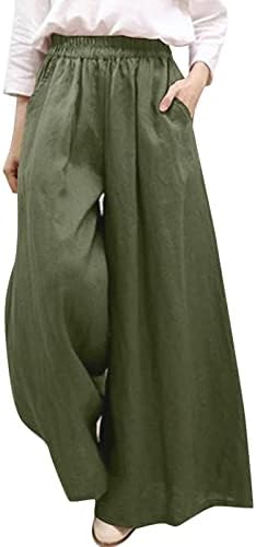 אתקיה מכנסיים לנשים עסקים מקרית נשים אלסטי גבוהה מותן קל משקל רופף מזדמן רחב רגל מכנסיים ארוך מכנסיים
