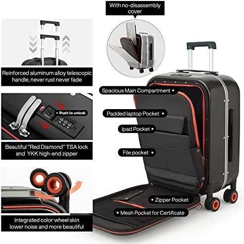 מזוודת מזוודות עם גלגלי ספינר, 24 מטען נסיעות בדק אלומיניום מסגרת מחשב קשיח עם מנעול צא & מגבר; כיסוי-גלגל