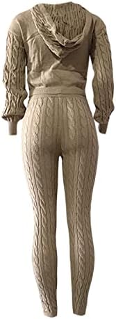 מכנסי סקי קטנים במיוחד של נשים סוודר סרוג מזדמן של נשים סתיו וסוודר חורפי וחליפות שמלות נשים מכנסיים סט חאקי