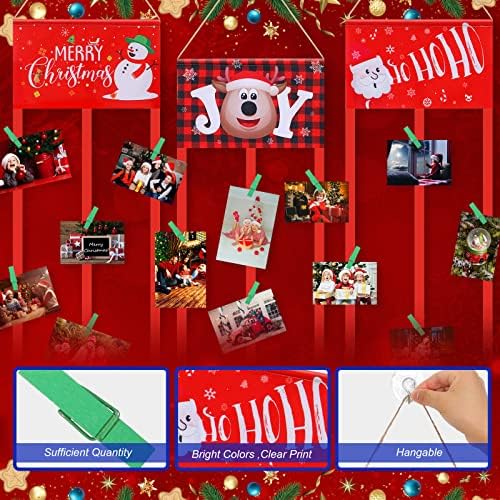 VICENPAL 3 PCS מחזיק כרטיס חג המולד לחג המולד מחזיקי תמונות תלויים בתמונות חג המולד תצוגה עם