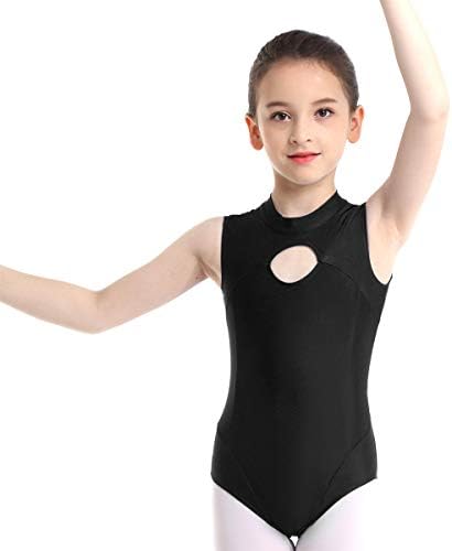 MSEMIS ילדים בנות חתיכה אחת לחור צוואר מפתח קדמי קדמי עם גד גוף רוכסן לריקוד בלט להתעמלות