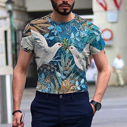 גברים גרפיקה קיץ קיץ מזדמן שרוול קצר צוואר צווארון טש חולצת תלת מימד תבנית דפוס וינטג 'חולצות חולצות מצחיקות