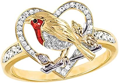 2023 חדש טבעת ציפור אדום יצירתי ציפור טבעת לנשים טבעות צבע שינוי טבעת