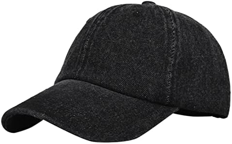 האנז 'אן כובעי נשים טרנדי גברים ג' ינס רטרו שטף וישנים נהרס מצחיה כובע מוצק צבע בייסבול כובע