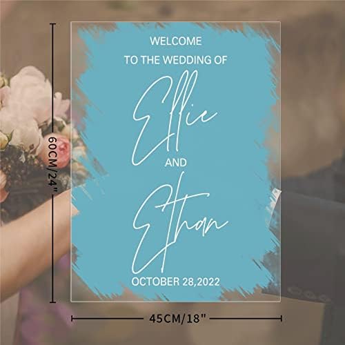 קלאסי בברכה חתונה סימנים ברוכים הבאים לחתונה אקריליק בברכה חתונה פוסטר כניסה דקור סימן בצבעי מים כחול בחזרה צבע