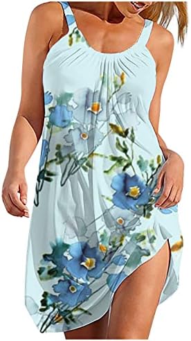 שמלות קיץ של ג'יאלוו לנשים חוף חוף בוהו פרחוני מודפסים עם שרוולים ללא שרוולים מזדמנים פלוס גודל שמלת נופש