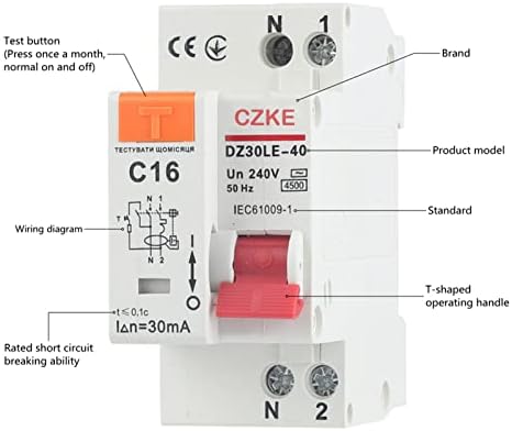 AXTI DZ30LE-40 230V 1P+N RCBO MCB מפסק זרם זרם שיורי עם הגנה על דליפת זרם קצר