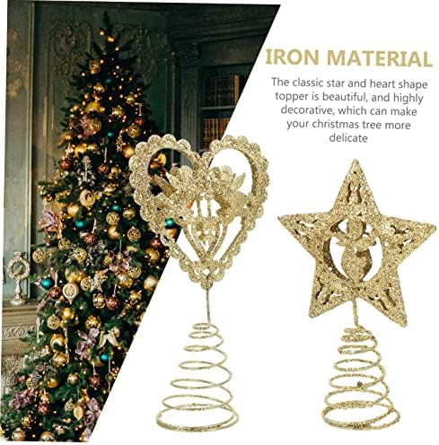 Yardwe 2 pcs Cheistmas Tree Topper Ster Topper Topper Decorative Star Star חג המולד עץ טופר כוכב עץ חג המולד טופר