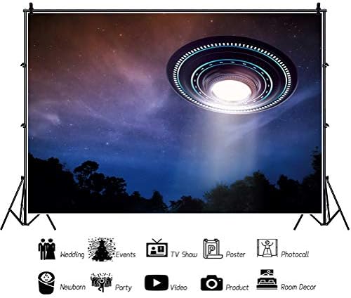 Dorcev 8x6ft UFO תפאורה חללית מעופפת לילה חיל נושא מסיבת צילום צילום רקע ufo פלישה אדמה מדע בדיוני