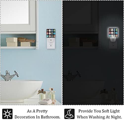 עיצובים של ביצת פסחא, 2 חבילות אורות לילה מתחברים לקיר, פנסי לילה לד לבנים חמים לחדר ילדים, חדר שינה,