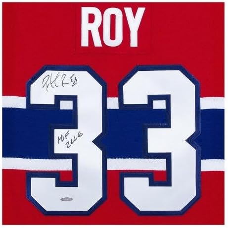 פטריק רוי חתימה וחתום גיבורים אותנטיים של הוקי אדום מונטריאול קנדינס ג'רזי - סיפון עליון - גופיות NHL עם חתימה