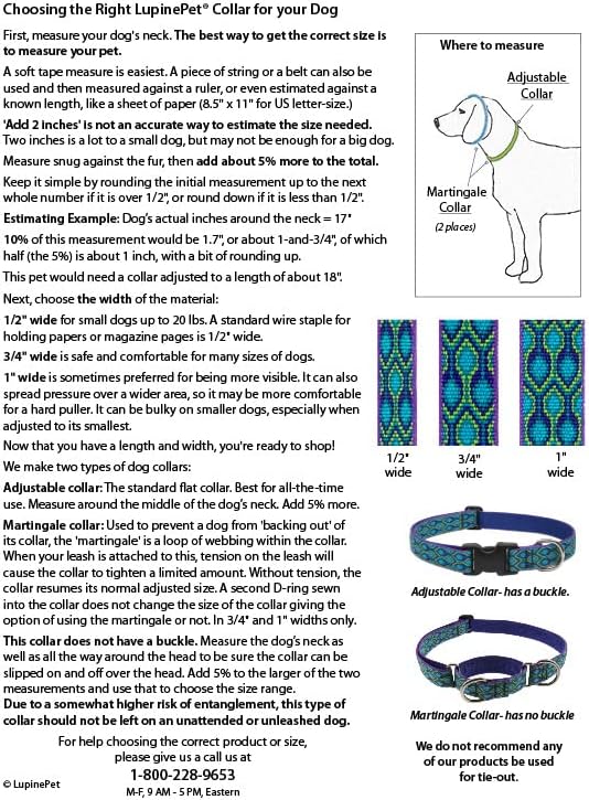 צווארון כלבים לופין 3/4 עיצוב פטוניאס רחב מסתגל מ 13 עד 22