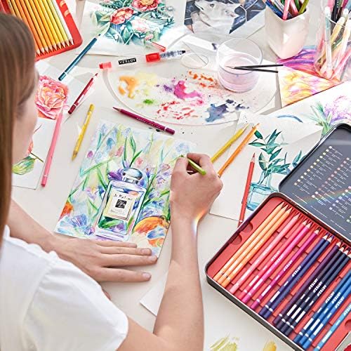 ארטזה בצבעי מים בצבע עפרונות למבוגרים צביעה, סט של 72 עפרונות צבעוניים, אמנות ציור עפרונות בהיר מגוון גוונים,