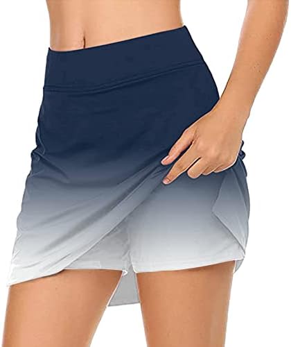 חצאיות אתלטיות זורמות זורמות עם מכנסיים קצרים נשים גולף גולף סקורטס 2 ב 1 אימון שיפוע Culottes מיני חצאית