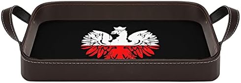 נודקיו פולין דגל פולין נשר נשר PU מגש הגשת עם ידיות מגש דקורטיבי לאחסון לשולחן קפה מטבח סלון ביתי