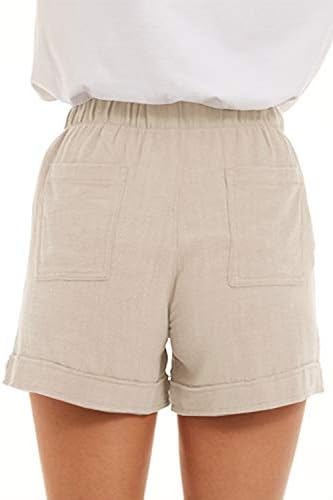 מכנסי טרקלין בקיץ Cnfufen לנשים פשתן אופנה רחבה מכנסיים נוחים זורמים